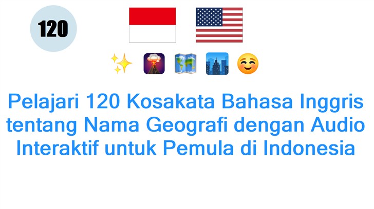 Pelajari 120 Kosakata Bahasa Inggris tentang Nama Geografi dengan Audio Interaktif untuk Pemula di Indonesia